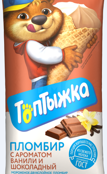 Мороженое Топтыжка ваниль шоколад в шоколадной глазури рожок 90 г