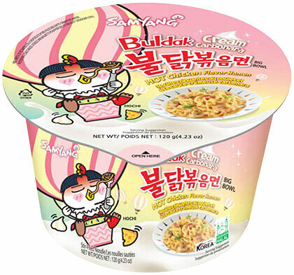 Samyang~Лапша-рамен со вкусом острой курицы крем-карбонара~Hot Chicken Flavor Ramen Cream-Carbonara 120г
