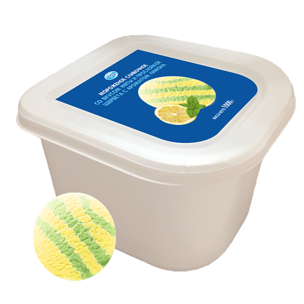 Мороженое слив вк мяты и прослойкой щербета аром лимона 1кг