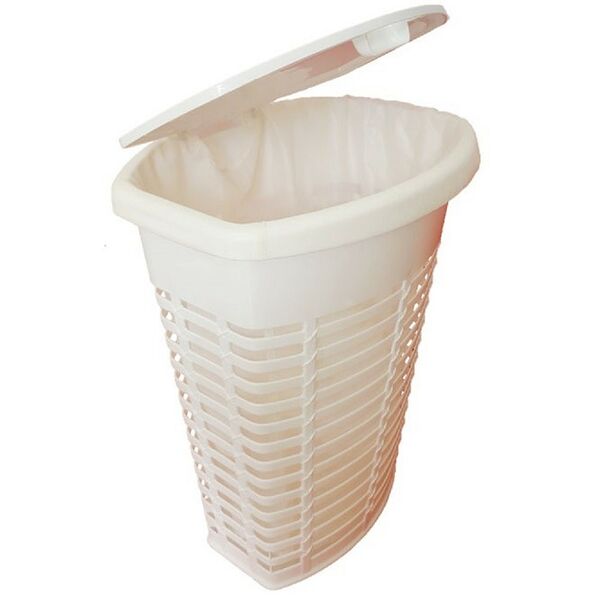 Корзина для белья Primanova Palm с крышкой и внутренним чехлом, 50 л, 47х36х60 см, белый