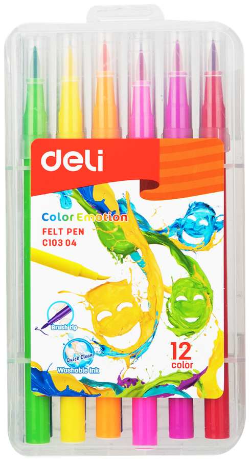 

Фломастеры-кисточки DELI Color Emotion, 12 цветов