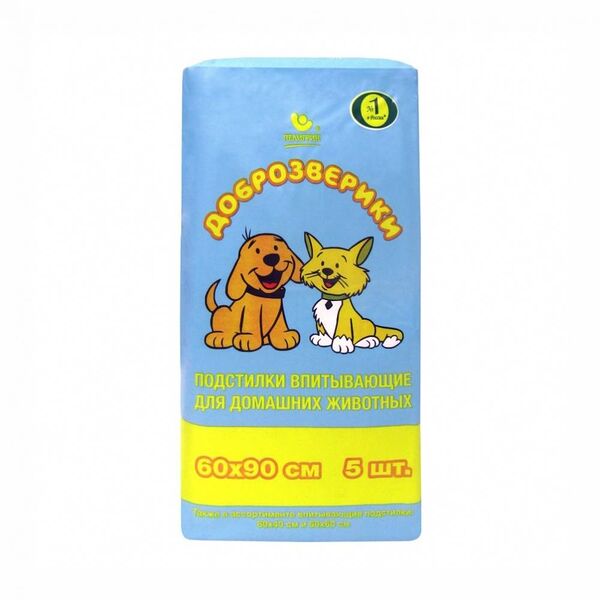 Подстилки для животных Доброзверики впитывающие 60х90 5 шт