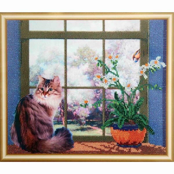 БН-3066 Набор для вышивания бисером Hobby&Pro 'На окошке' 30*25см