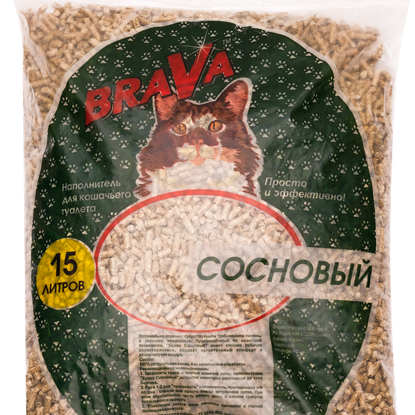 Наполнитель для кошачьего туалета Brava Сосновый впитывающий 15л