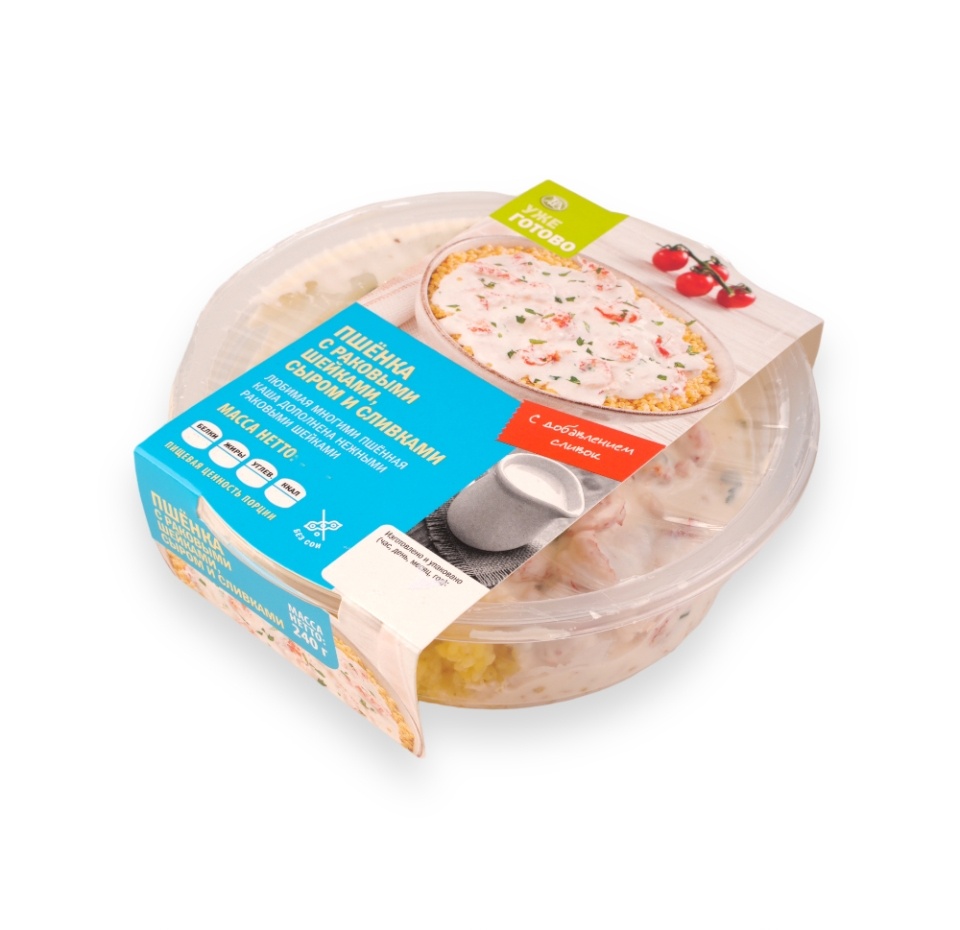 

Пшенка с раковыми шейками, сыром и сливками Уже Готово 240 г, Россия