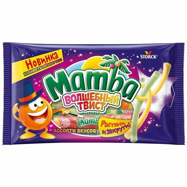 Конфеты Mamba Волшебный твист жевательные ассорти вкусов, 70г