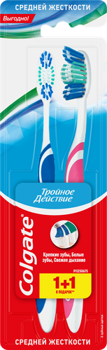

Зубная щетка Colgate Тройной действие средней жесткости 1 + 1, цвет в ассортименте