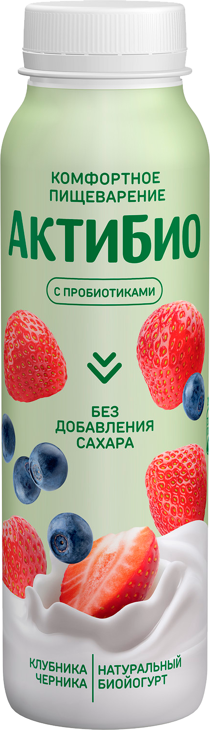 

Биойогурт питьевой Актибио яблоко-клубника-черника без сахара 1.5%