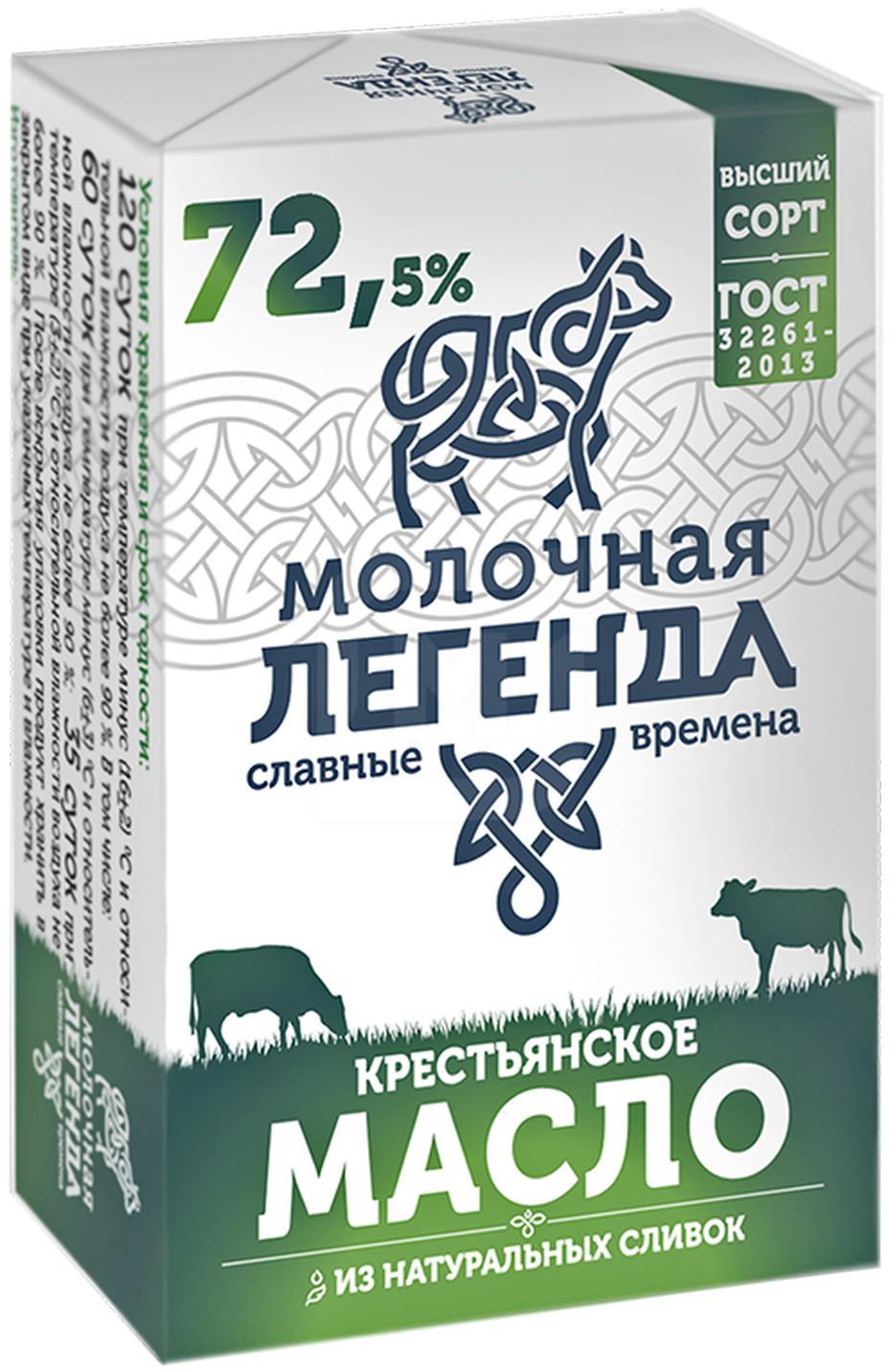 

Масло сливочное Молочная Легенда Крестьянское сладкое 72.5%