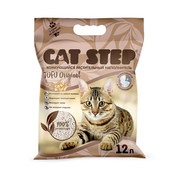 Наполнитель Cat Step Tofu Original растительный комкующийся 12 л