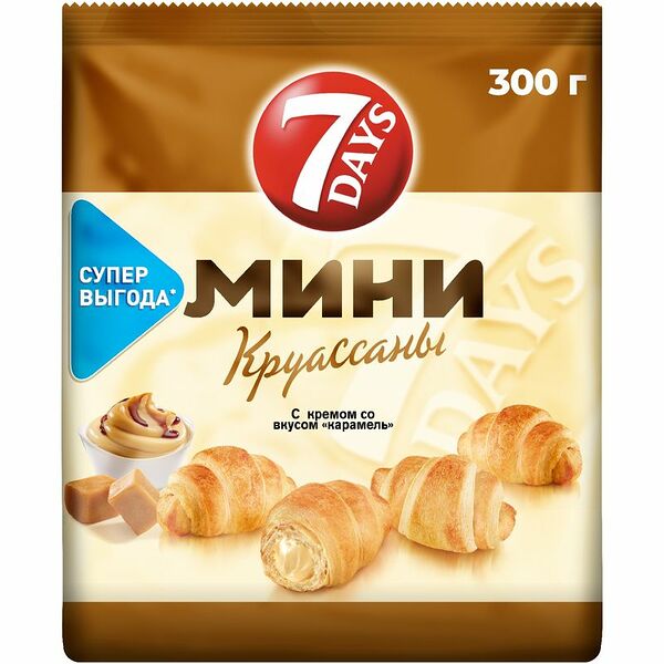 Мини-круассаны 7 Days с кремом карамель, 300г