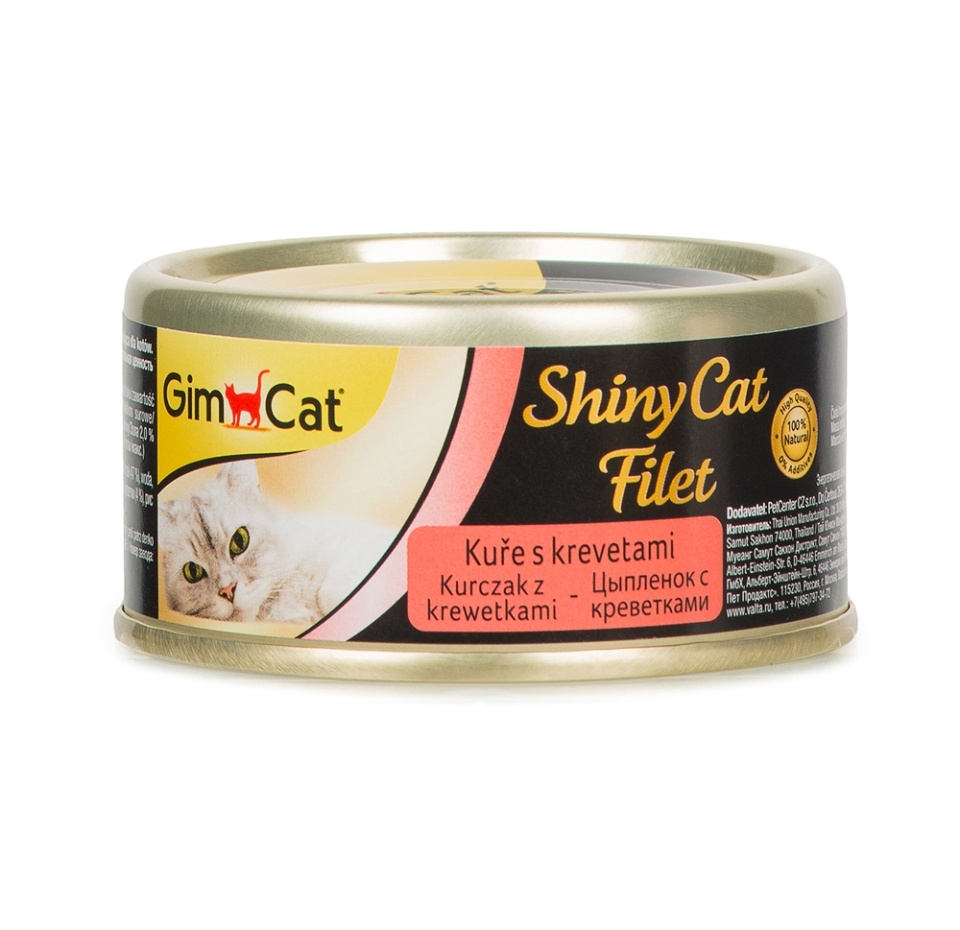

Консервы для кошек GimCat ShinyCat Filet из цыпленка с креветками 70 г
