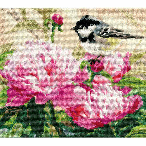 1-22 Набор для вышивания АЛИСА 'Синичка и пионы' 19*17см