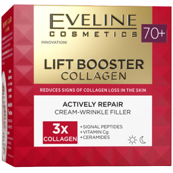 Крем-корректор морщин Еveline Lift booster collagen восстанавливающий 70+ день/ночь