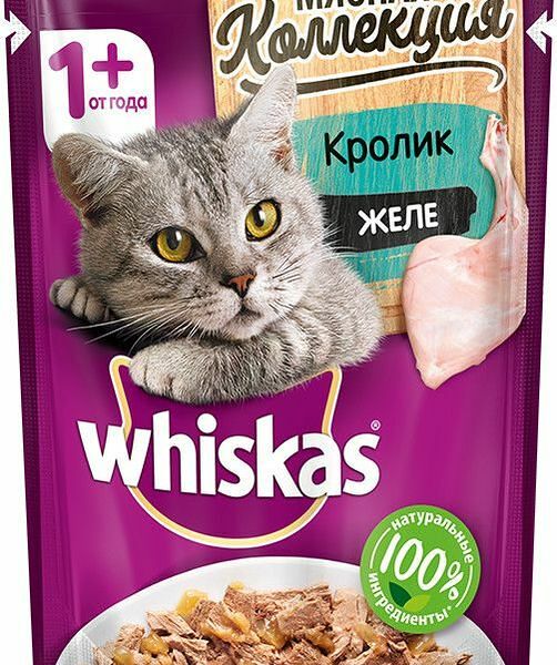 Корм для взрослых кошек Whiskas с кроликом
