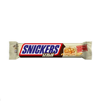 Snickers Белый шоколадный батончик с карамелью, арахисом и нугой, 81г