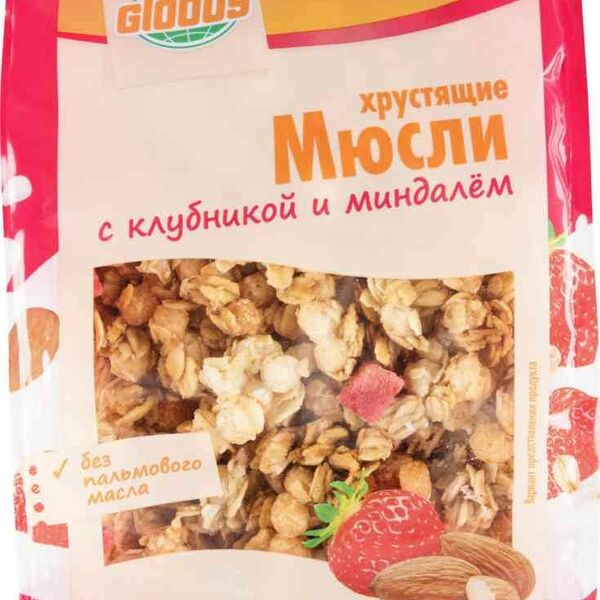 Мюсли хрустящие Глобус с клубникой и миндалём