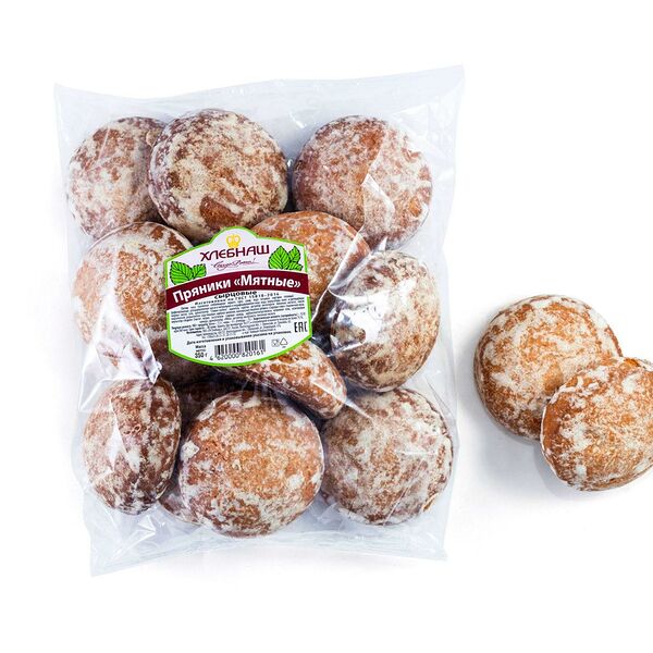 Пряники Хлебнаш Мятные сырцовые 350г