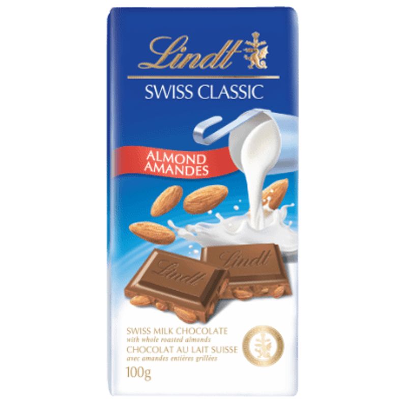 

Шоколад молочный Lindt с цельным миндалем 100 г