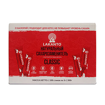 Заменитель сахара Lakanto Classic 300г 100 стиков, Россия