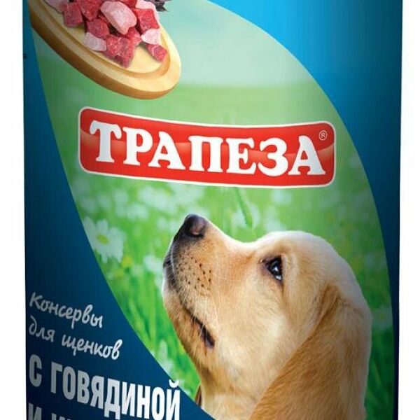 Влажный корм для щенков Трапеза с говядиной и индейкой