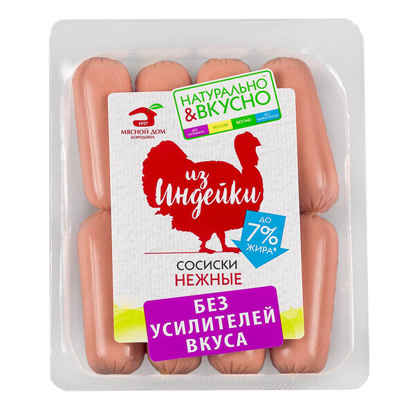 Сосиски из индейки Мясной Дом Бородина Нежные