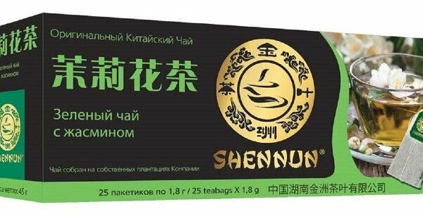 Чай зеленый Shennun с ароматом жасмина в пакетиках, 25 шт