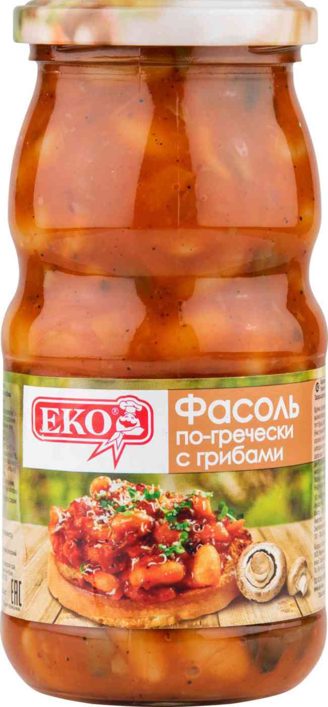

Фасоль Еко По-гречески с грибами 510 г