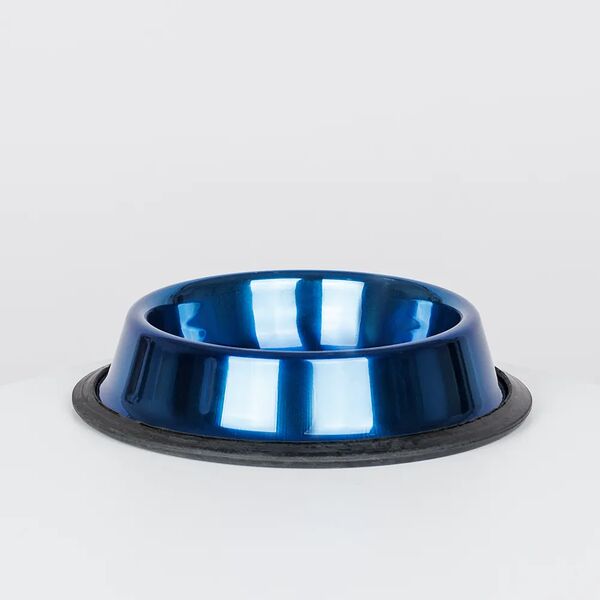 Миска металлическая для собак и кошек, 240 мл, синяя