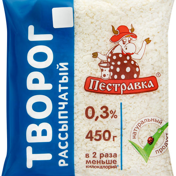 Творог Пестравка обезжиренный рассыпчатый 0.3%