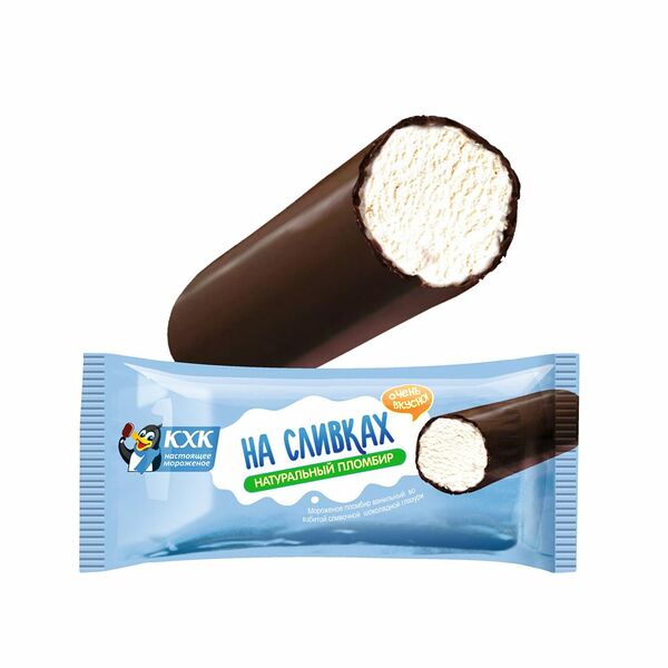 Мороженое Кировский хладокомбинат На сливках в шоколадной глазури, ванильный пломбир (ОАО Кировский хладокомбинат)