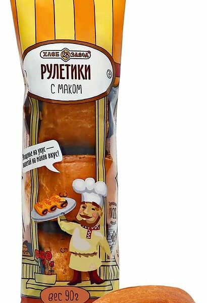 Рулетики Хлебозавод №28 слоёные с маком, 90г