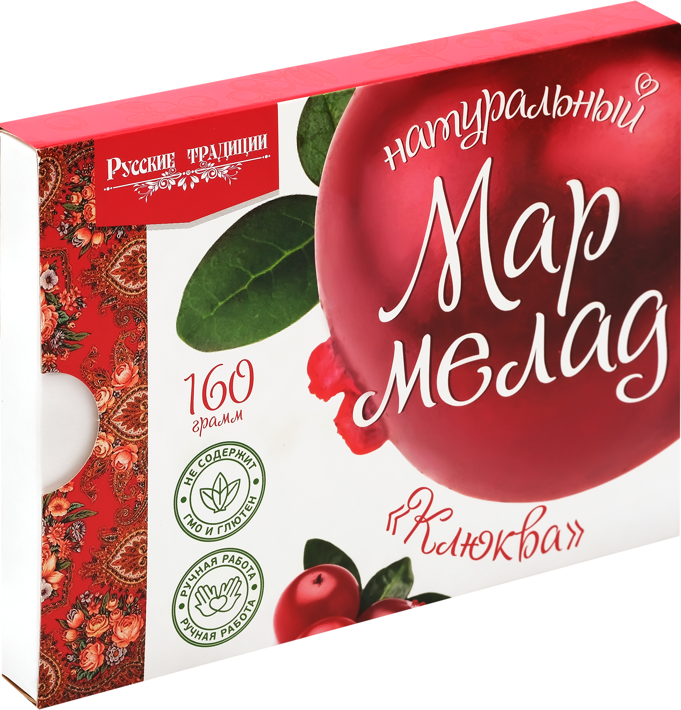 

Мармелад натуральный Русские традиции Клюква, без сахара, 160г