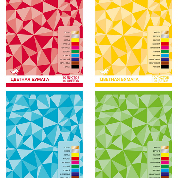 Цветная бумага АШАН Красная птица 10 цветов