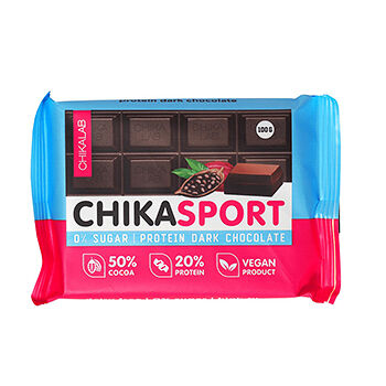 Шоколад протеиновый Chikalab sport Тёмный с фундуком (без сахара, веган)