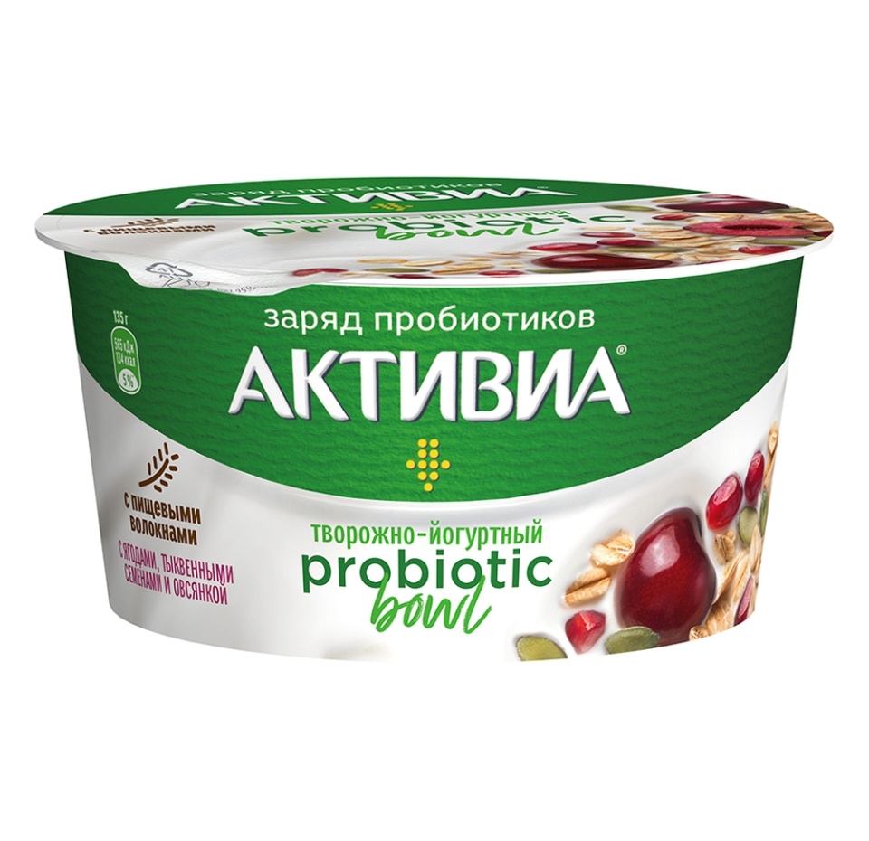 

Биопродукт Активиа Probiotic bowl с пищевыми волокнами, ягодами, тыквенными семенами и овсянкой 3.5% 135 г