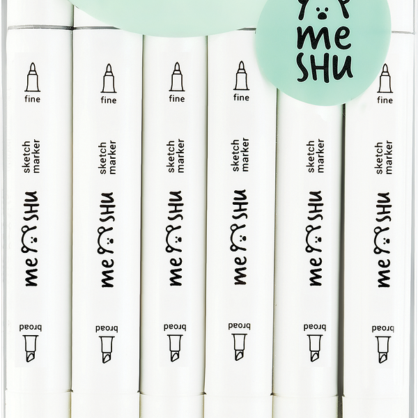 Набор маркеров для скетчинга Meshu теплые серые цвета, 6 цветов