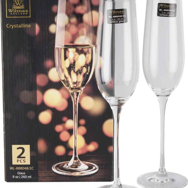Набор бокалов для шампанского Wilmax Crystalline 260 мл, 2 шт.