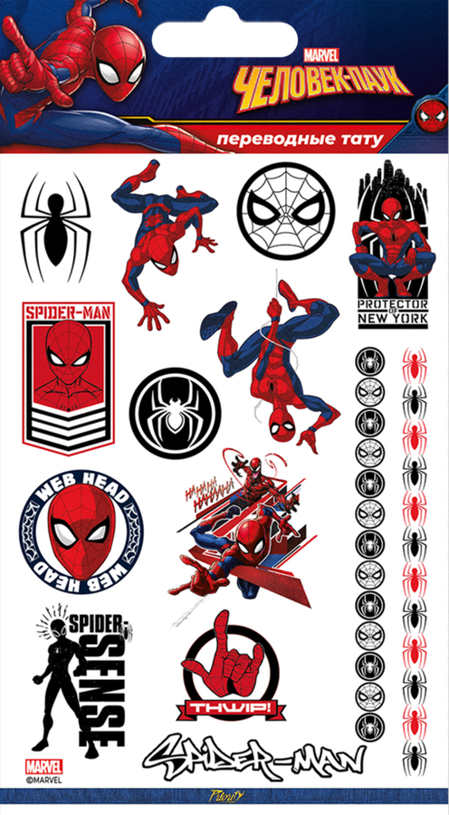 

Наклейки-тату переводные MARVEL Человек-паук №2 11х20см Арт. АКС-74