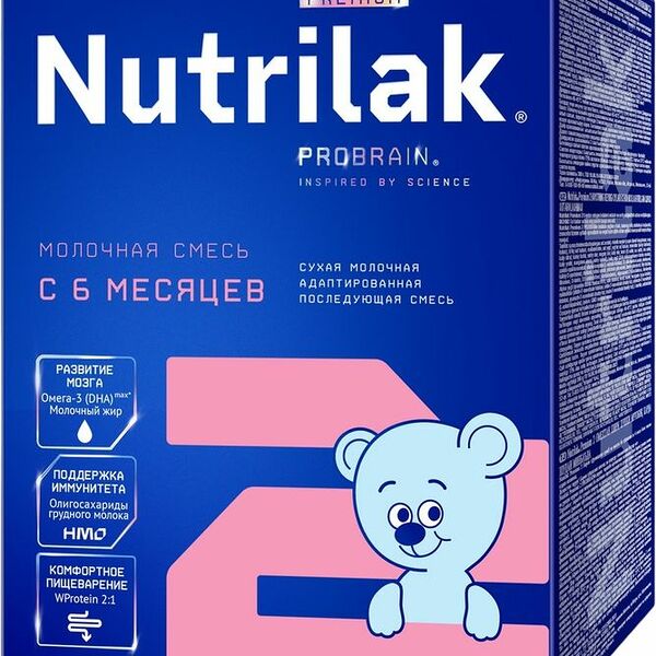 Смесь сухая Nutrilak Premium 2 молочная адаптированная последующая с 6 месяцев, 600г