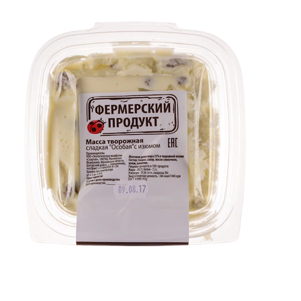 Масса творожная «Фермерский продукт» с изюмом