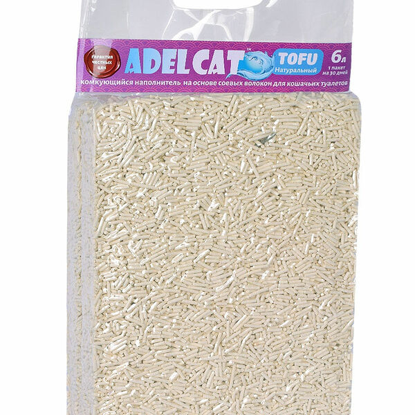 Наполнитель 6л (2,5кг) ADEL CAT Tofu  комкующийся, Натуральный