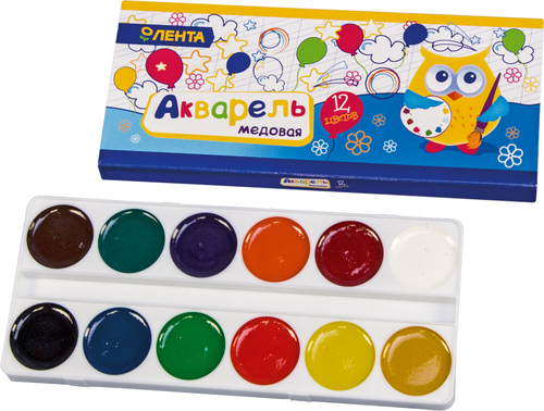 

Краски Лента акварельные медовые 12 цветов без кисти