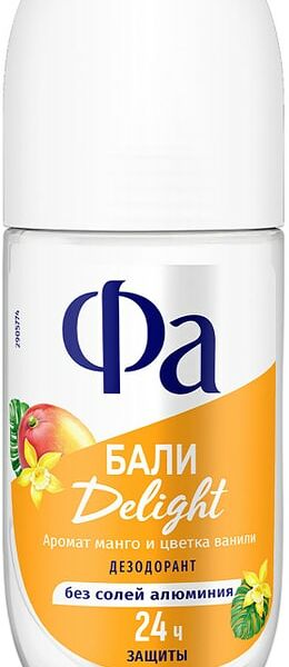 Дезодорант шариковый Fa Ритмы острова Бали Delight с ароматом манго и цветка ванили 24ч 50мл
