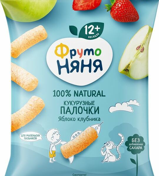 Палочки кукурузные ФрутоНяня с яблоком и клубникой 20г