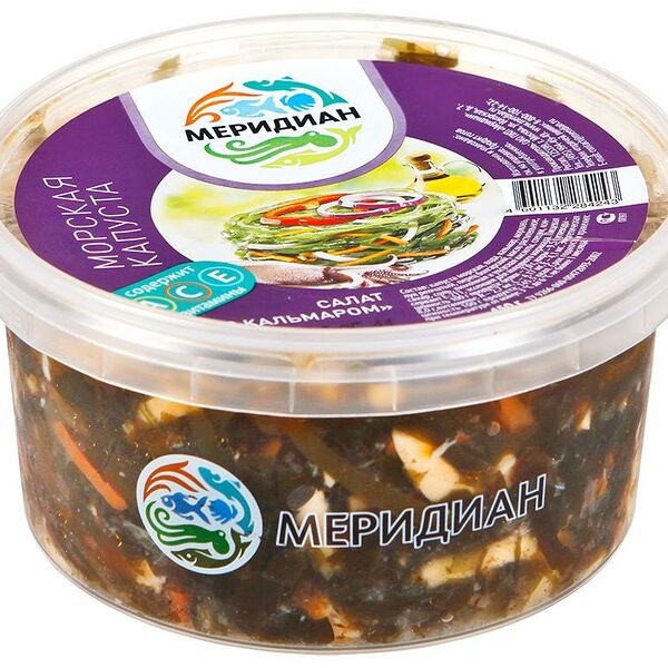 Морская капуста салат Меридиан с кальмаром