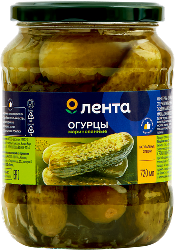 

Огурцы маринованные ЛЕНТА, 720 мл