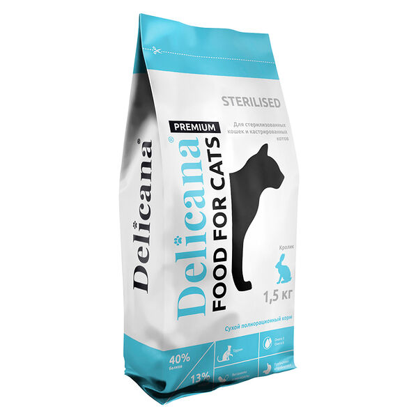 Корм DELICANA для стерилизованных кошек с кроликом