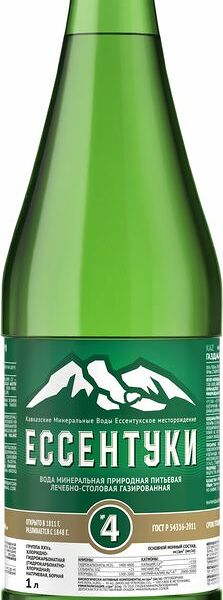Вода Ессентуки №4 минеральная лечебно-столовая газированная 1л