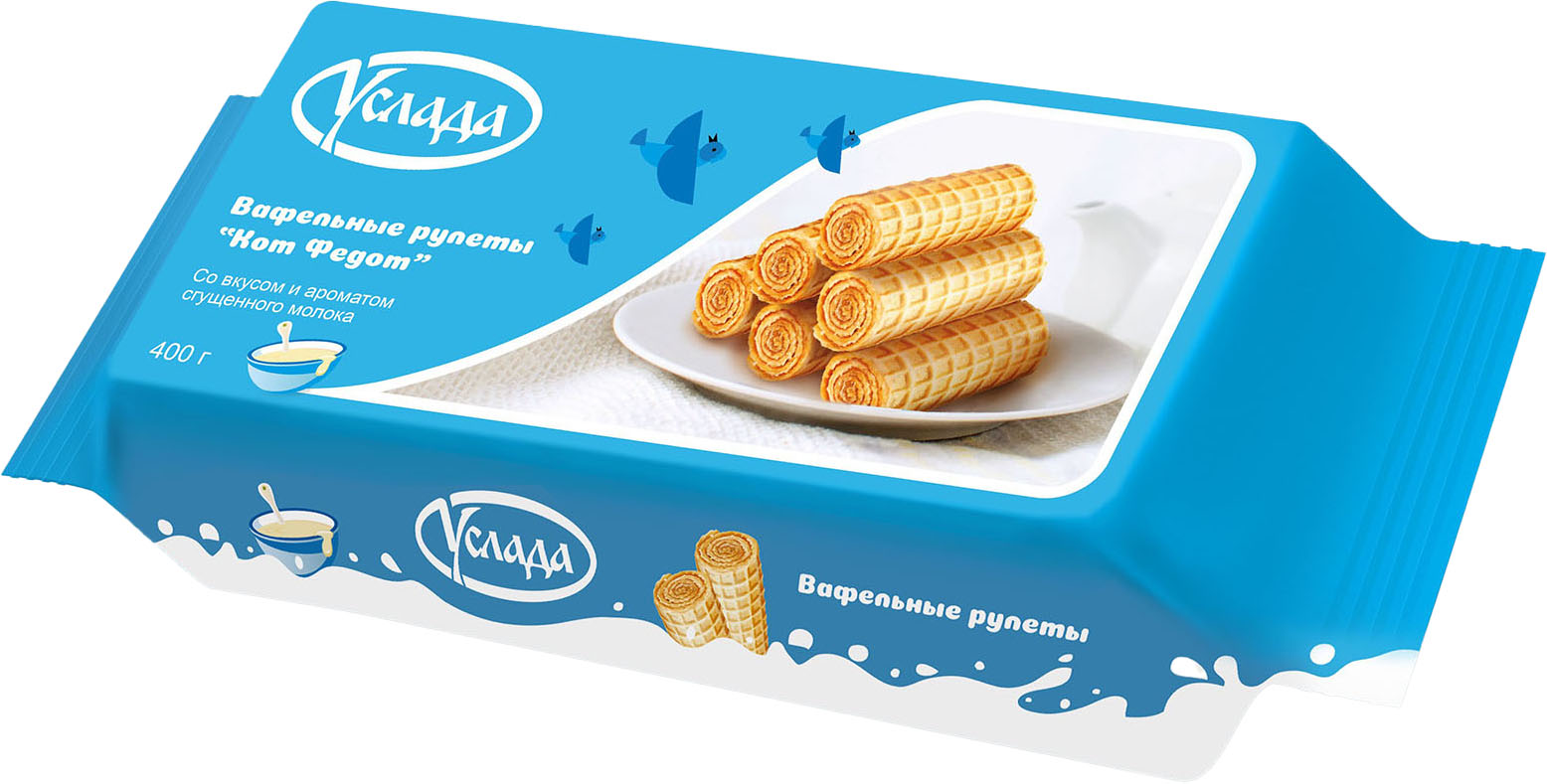 

Вафельные рулеты Кот Федот со вкусом и ароматом сгущенного молока